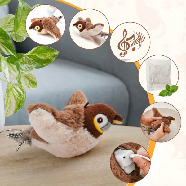 Interaktives flatterndes Vogelspielzeug | CHIRRCAT